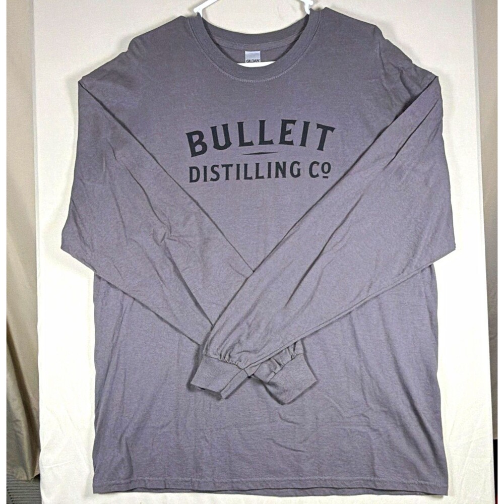 Kentucky Bulleit Bourbon Distilling Co Long Sleeve T-Shirt Gray Men's XL Whiskey